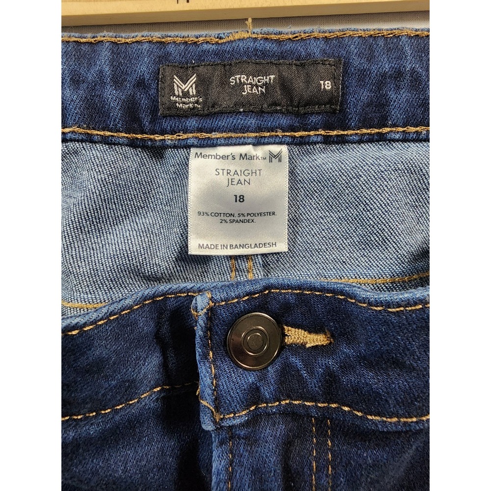 Members Mark Womens High Rise Straight Leg Jeans Dark Wash Blue Size 18 NWT - Picture 6 of 8